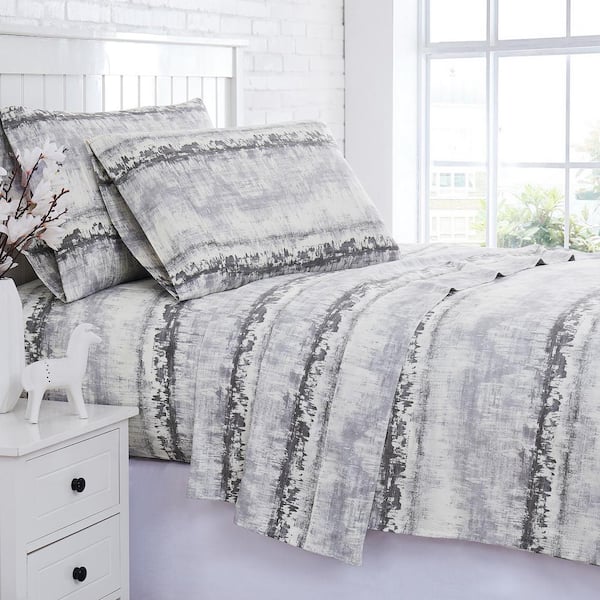 Southshore Fine Linens Abstract 22 in. Extra Deep Pocket 4-Piece Grey Full Cotton Sheet Set