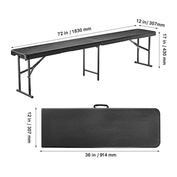 6 ft. Plastic Folding Bench, Portable Waterproof HDPE Seat, Picnic and Camping Dining, with Carrying Handle, for Garden