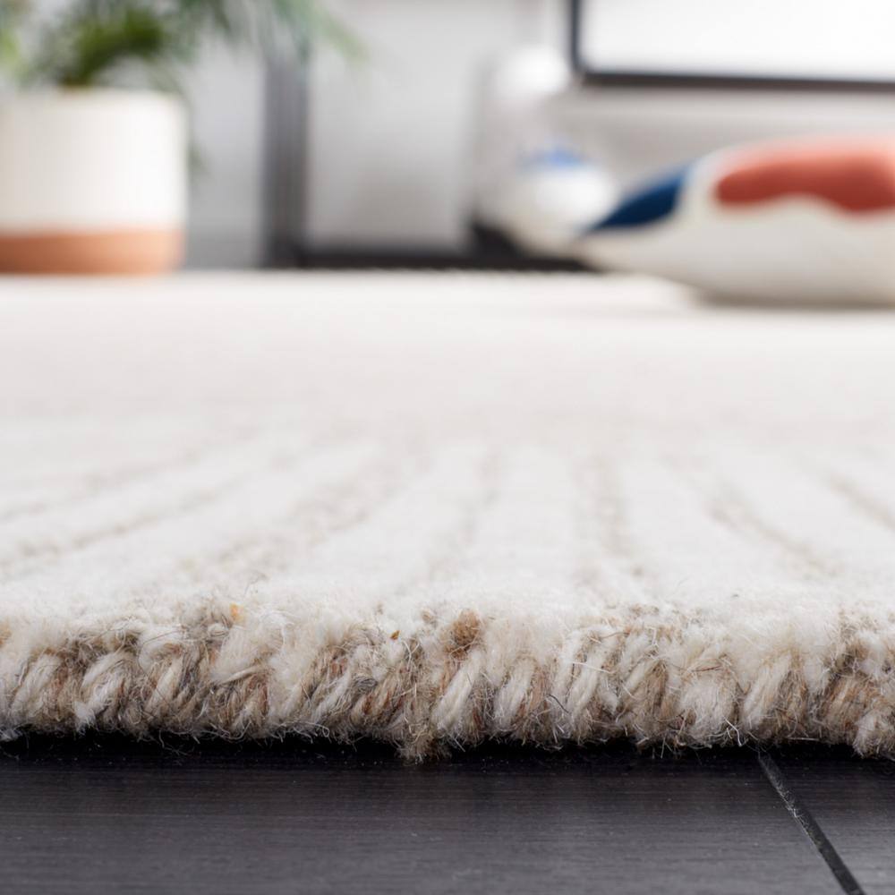 Ivory Abstract Handmade Wool Tufted Square Rug 6x6 ft