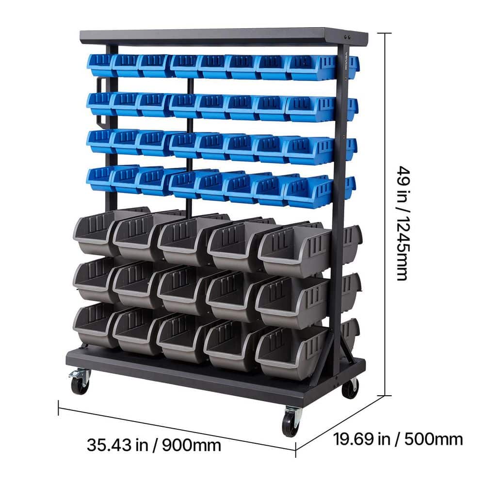 7-Tier Double-Sided Rolling Bin Storage Rack, Dual-Sided Parts Organizer w/ Wheels, Mobile Tool Rack, 94-Bin 2025 Update price history on PriceWatchPro