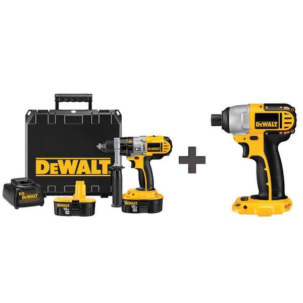 DEWALT 18-Volt Ni-Cad 1/2 in. Cordless XRP Hammerdrill Kit with Bonus Impact Driver-DISCONTINUED