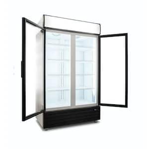 53 in. W 33.6 cu. ft. Commercial Refrigerator Merchandiser with 2-Swing Glass Door in White