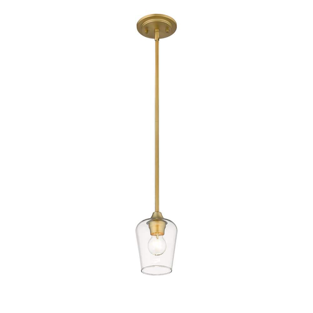 Joliet Contemporary Mini Pendant in Olde Brass with Large Glass Shade