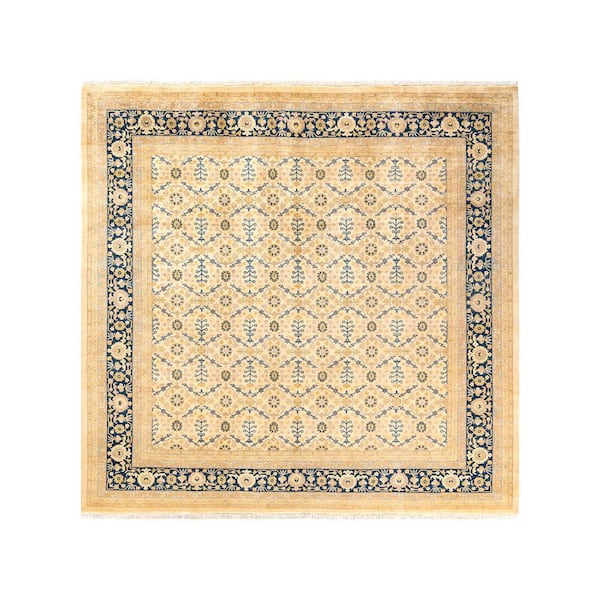 Solo Rugs Mogul One-of-a-Kind Traditional Ivory 8 ft. 0 in. x 8 ft. 1 in. Floral Area Rug