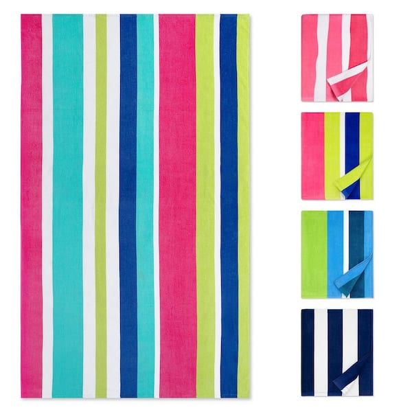 Rainbow Pink Beach Towel Cotton Velour Terry Bath Accessory Type Soft Absorbent No Fade No Lint 1 Piece