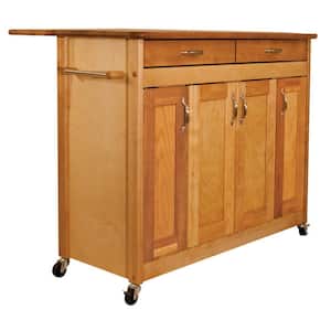 Natural Kitchen Cart with Butcher Block Top