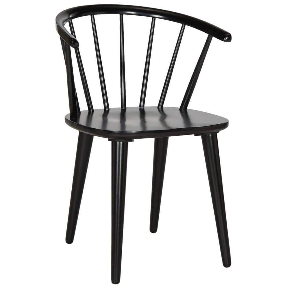 Black Rubberwood Low Windsor Dining Side Chair Set