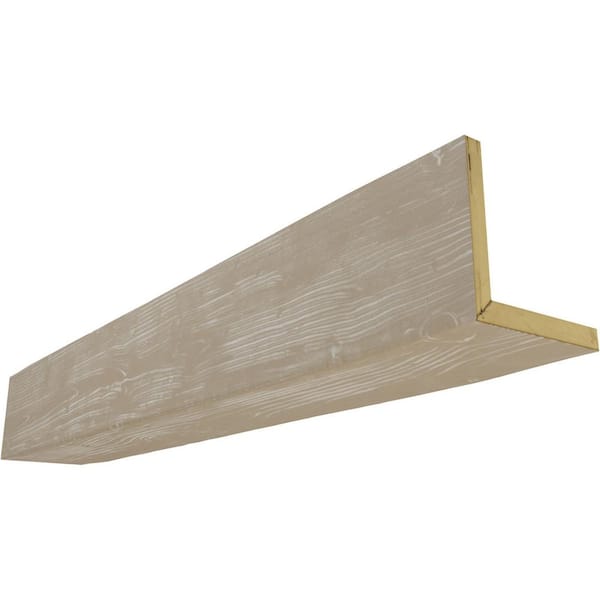 Ekena Millwork 8 in. x 4 in. x 10 ft. 2-Sided (L-Beam) Sandblasted White Washed Faux Wood Ceiling Beam