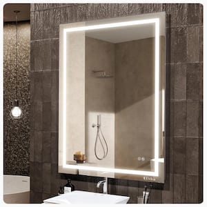 LED 48 in. W x 36 in. H Small Rectangular Frameless Anti-Fog Wall Mount Bathroom Vanity Mirror in Glass