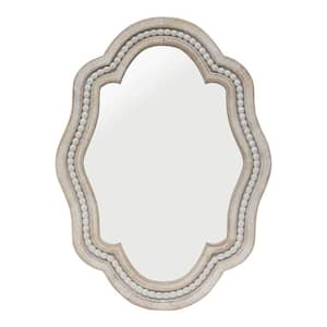 20 in. W x 27.125 in. H Beaded Scalloped Whitewash Wood Framed Wall Mirror
