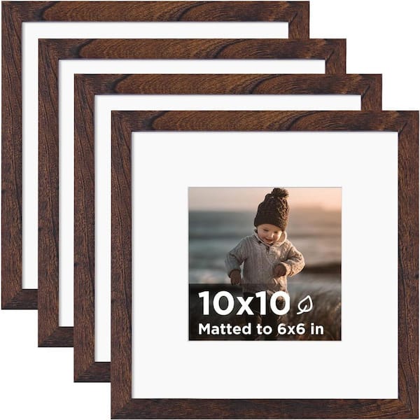 Unbranded Brown Framed Easter Wall Art Print, Minimalist Decor Abstract Wood Wall Art, 10 in. x 10 in. (Set of 4)