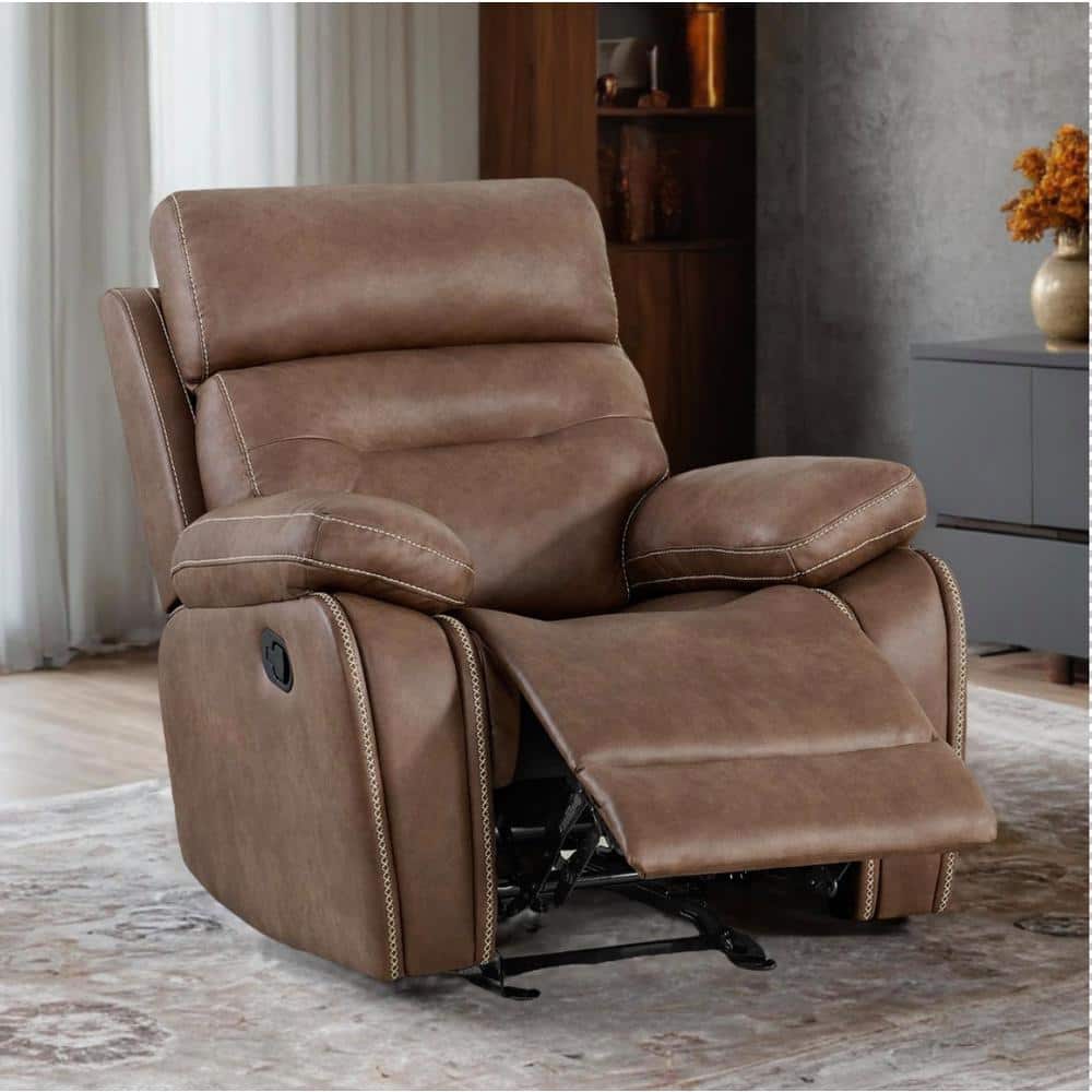 Spruce & Spring Melisande Fabric Brown Manual Rocker Recliner Chair ...