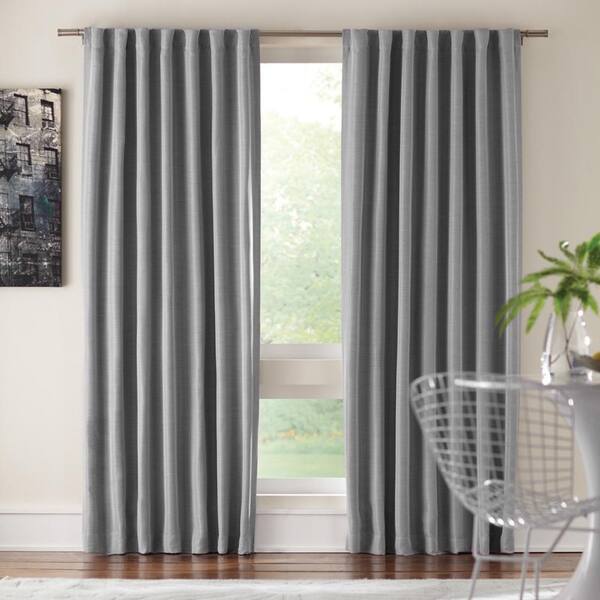 Home Decorators Collection Gray Solid Back Tab Room Darkening Curtain - 54 in. W x 108 in. L