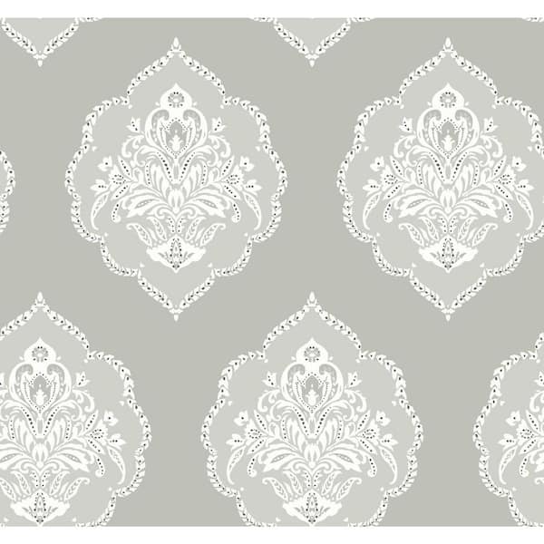 York Wallcoverings 60.75 sq ft Gray Signet Medallion Dam Pre-Pasted Wallpaper
