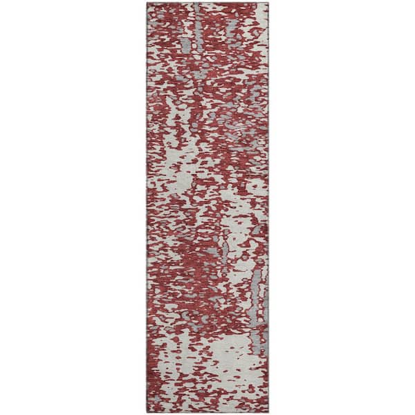 Mayfield Premium Machine Washable Abstract AMF949 Garnet 2 ft. 3 in. x 7 ft. 6 in. Runner Rug