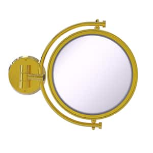 8 in. x 10 in. Round Framed Wall Mounted Make-Up Mirror 2X Magnification in Polished Brass