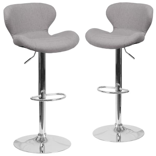 Carnegy Avenue 33 in. Gray Fabric Bar stool (Set of 2)