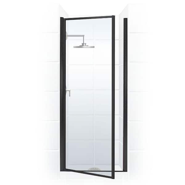 Legend 23.625 in. to 24.625 in. x 64 in. Framed Pivot Shower Door in Matte Black with Clear Glass