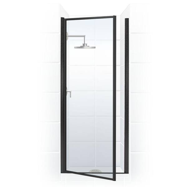 Coastal Shower Doors Legend 24.625 in. to 25.625 in. x 69 in. Framed Hinged Shower Door in Matte Black with Clear Glass