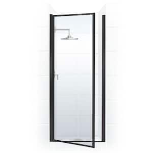 Legend 25.625 in. to 26.625 in. x 69 in. Framed Hinged Shower Door in Matte Black with Clear Glass