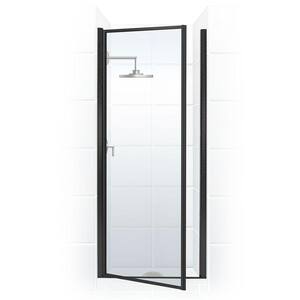Legend 33.625 in. to 34.625 in. x 69 in. Framed Hinged Shower Door in Matte Black with Clear Glass