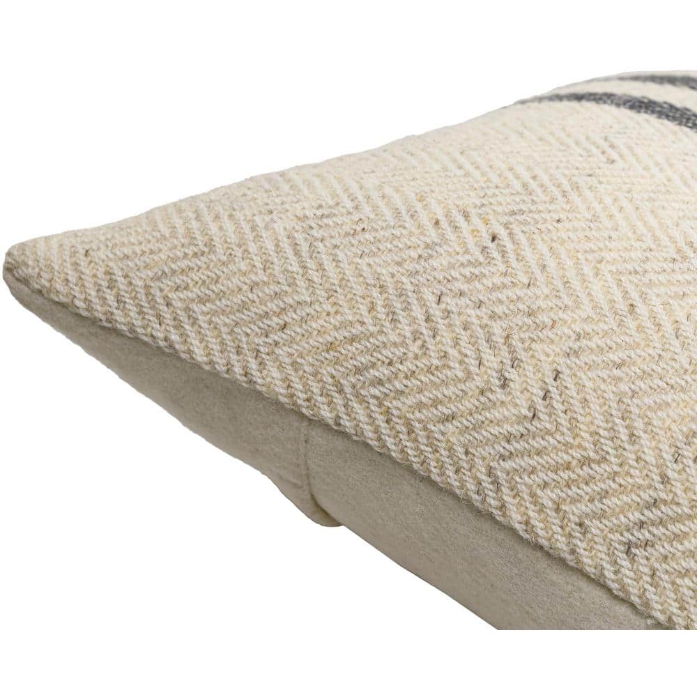 Brett 18" Beige and Light Brown Wool Blend Accent Pillow Set