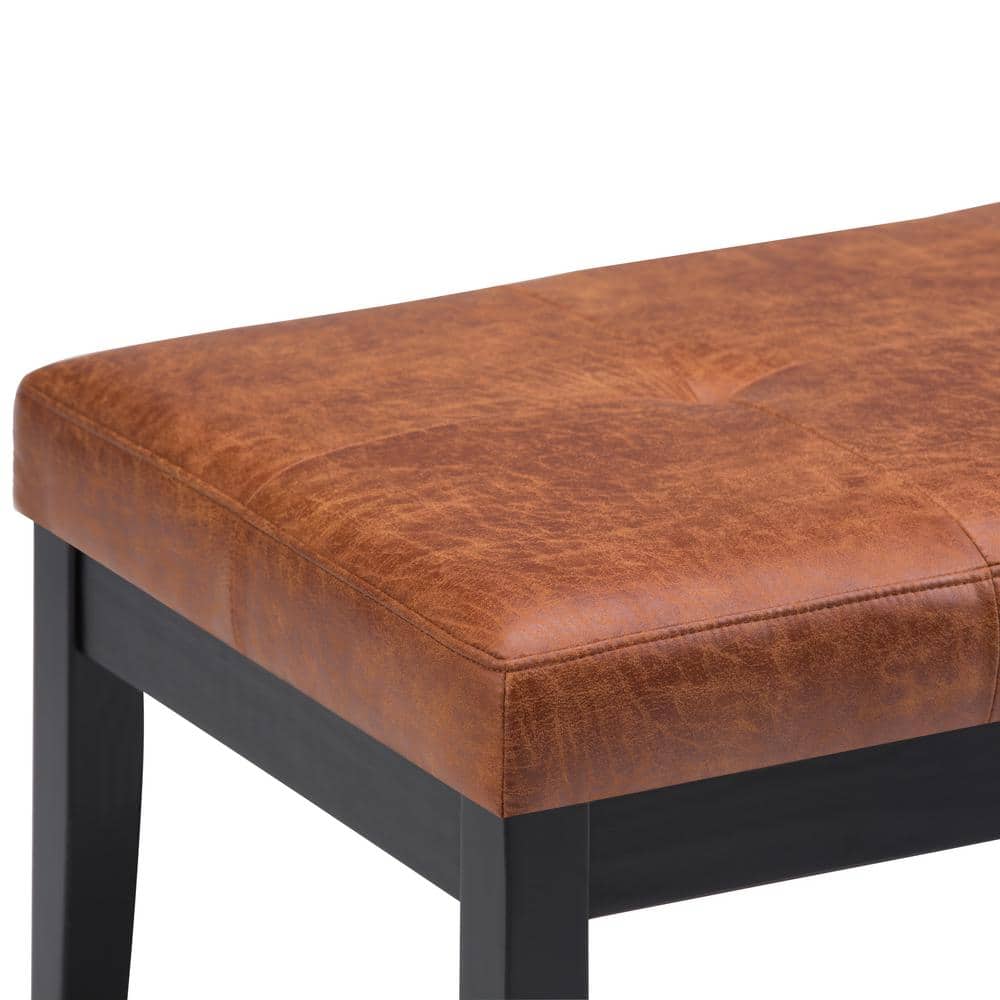 Slate Gray Tufted Rectangular Engineered Wood Bench Ottoman