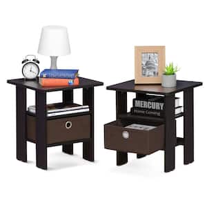 Home Living Dark Walnut Storage End Table (Set of 2)
