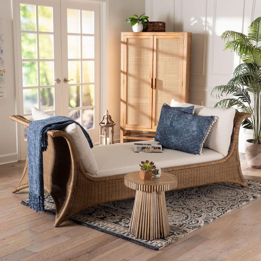 bali & pari Kalisha Greywash Rattan Twin Daybed 265-14380-HD - The