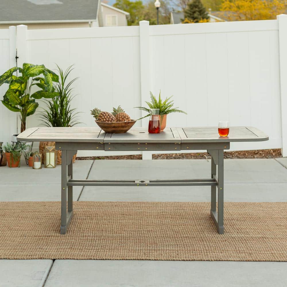 Grey Wash Acacia Wood Extendable Outdoor Dining Table