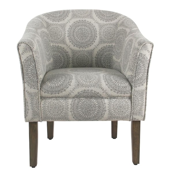 Homepop Chunky Barrel Shaped Gray Medallion Accent Chair K6859-A832