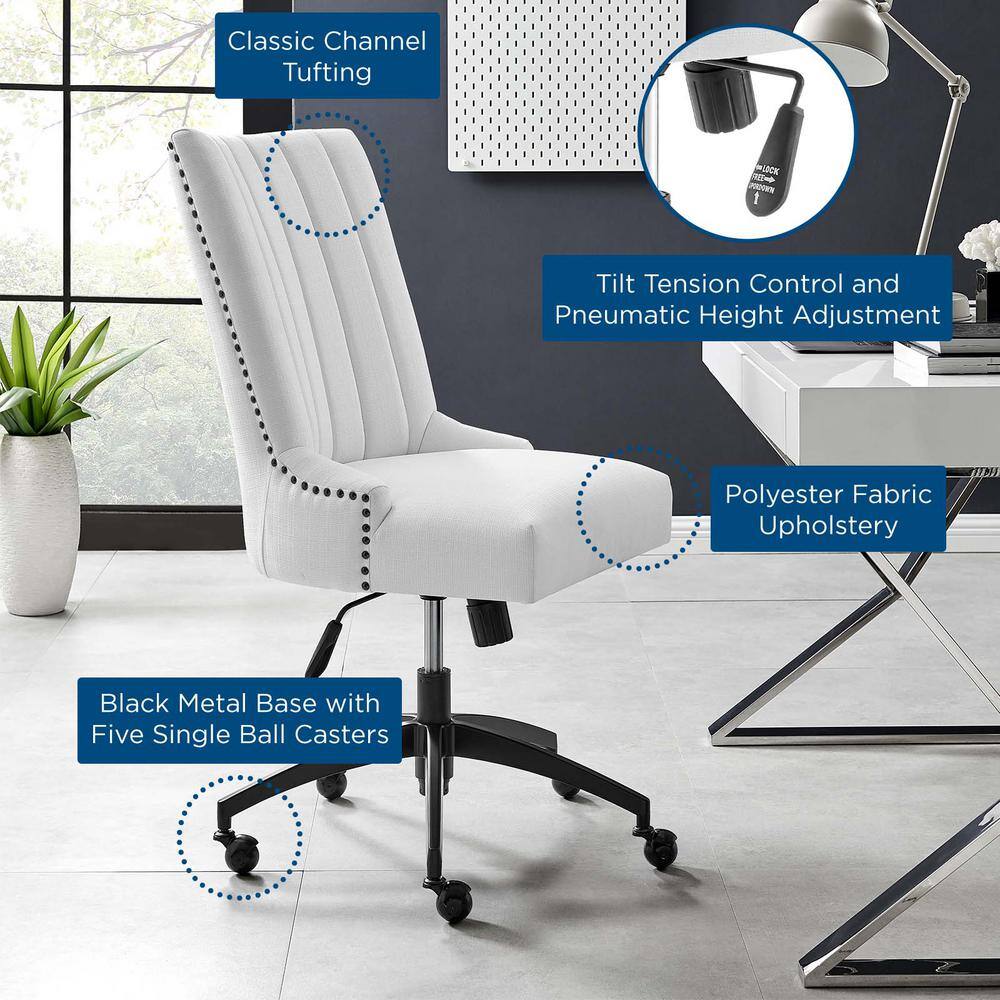Retro Modern Swivel Fabric Office Chair in Black & White