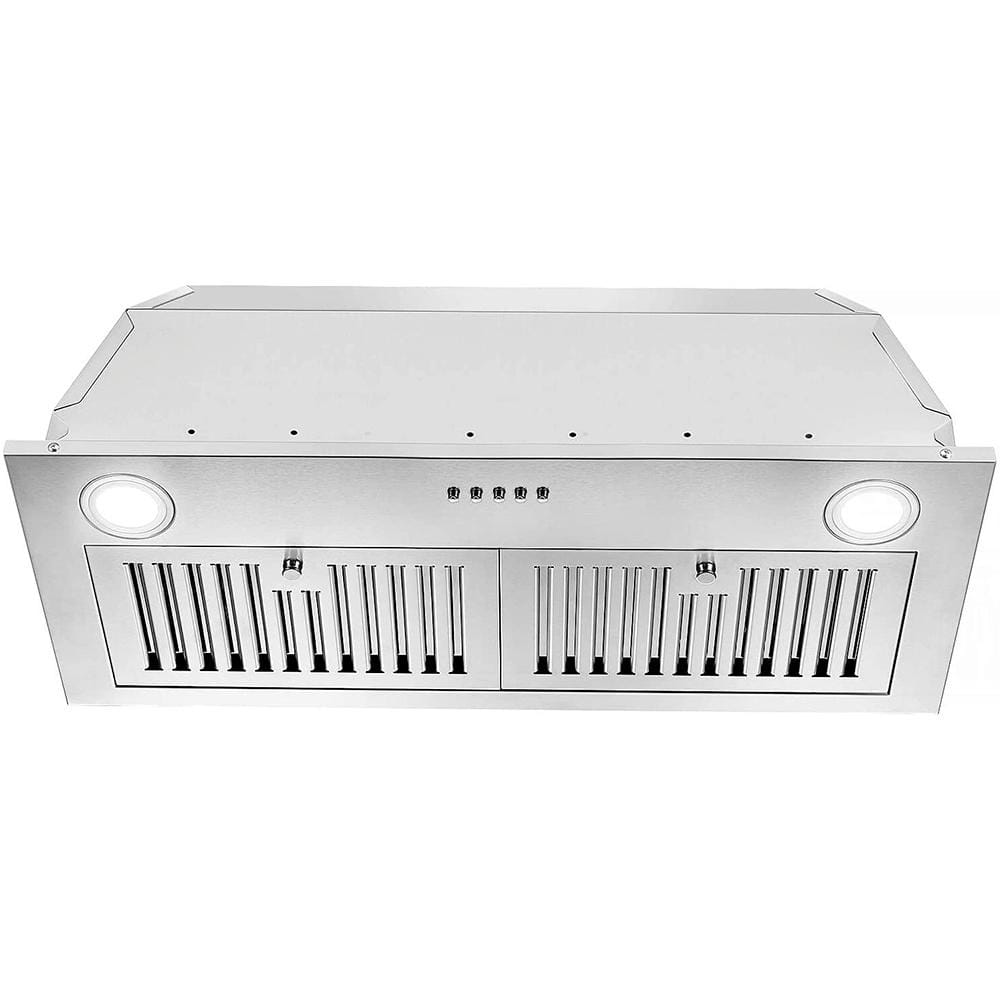 Silver 30 in. 600 CFM Under Cabinet Ducted Insert Convertible Range Hood in Stainless Steel with Baffle Filters