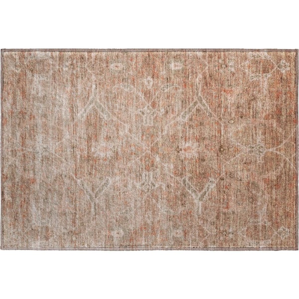 Mayfield Premium Machine Washable Abstract AMF2298 Coral 2 ft. x 3 ft. Accent Rug
