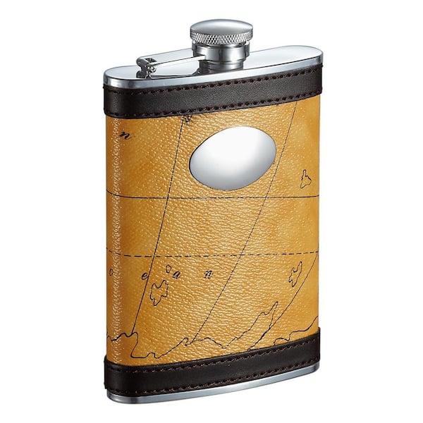 Visol Globe Yellow and Brown Pattern Liquor Flask