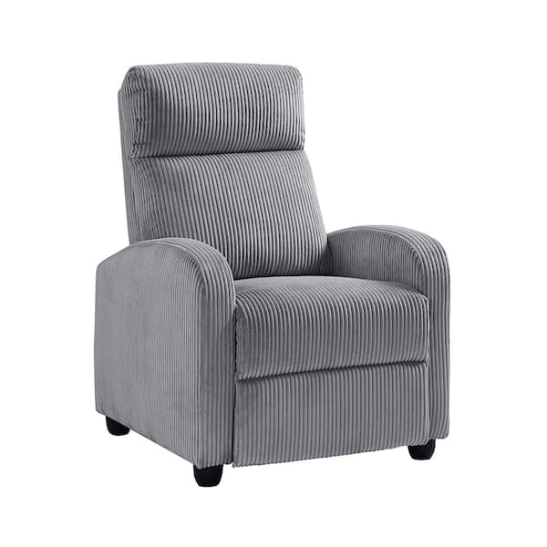 Guthrie Dark Gray Corduroy Manual Push Back Recliner
