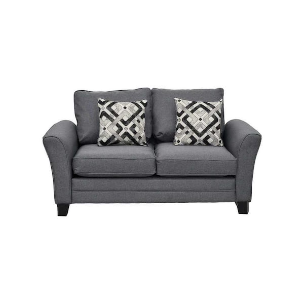 hzlagm Yingj 66.93 in. Wide Round Arm Linen Upholstered Straight Loveseat in Gray