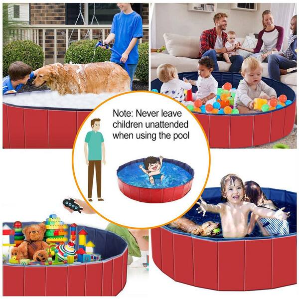 ITOPFOX 4 ft. x 4 ft. Red Foldable Round 11.8 in. D PVC ITOPFOX 4 ft. x 4 ft. Red Foldable Round 11.8 in. D PVC