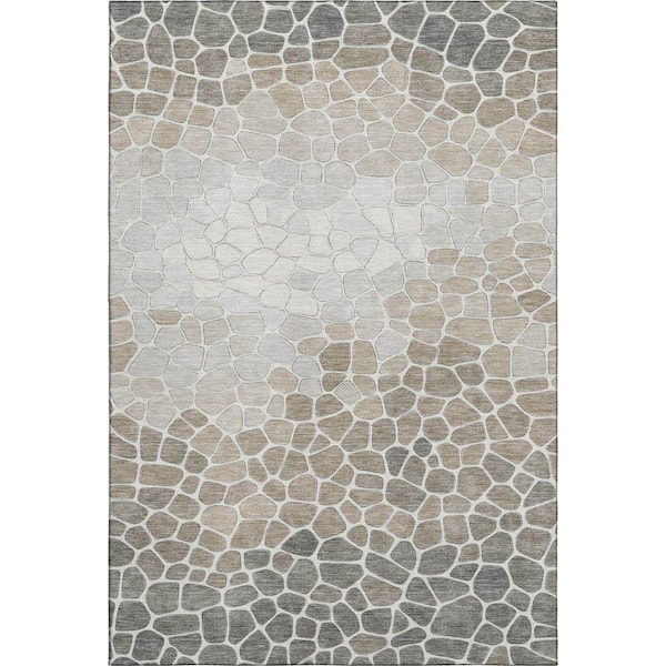 Mayfield Premium Machine Washable Abstract AMF2190 Taupe 10 ft. x 14 ft. Area Rug