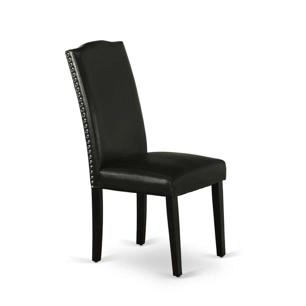 Renaissance Romance 5-Piece Black Round Dining Set with PU Leather Chairs