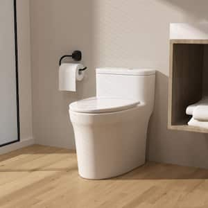 One-piece 1.1/1.6 GPF High Efficiency Dual Flush Elongated ADA Chair Height Toilet Toilet in Gloss White Soft-Close Seat