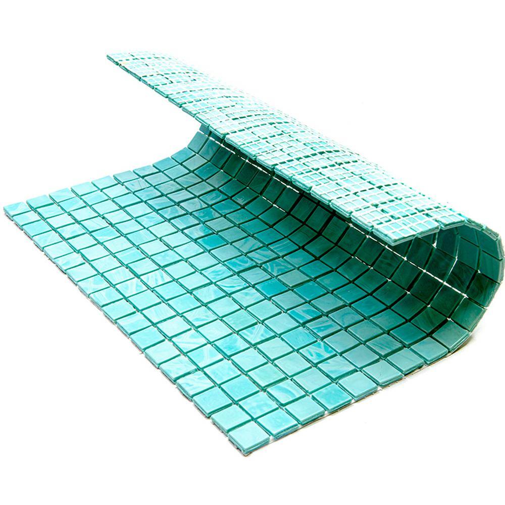 Mint Green Glass Mosaic Wall and Floor Tile, 11.6" x 11.6"