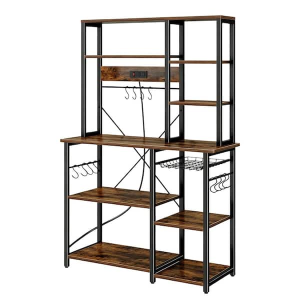 12in Baker Rack Angel Sar 39.4 in. x 14.6 in. x 66.9 in. Brown Large Bakers Rack with ...