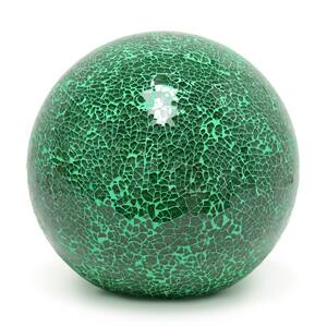 7.75 in. Green 1-Light Mosaic Stone Ball Table Lamp