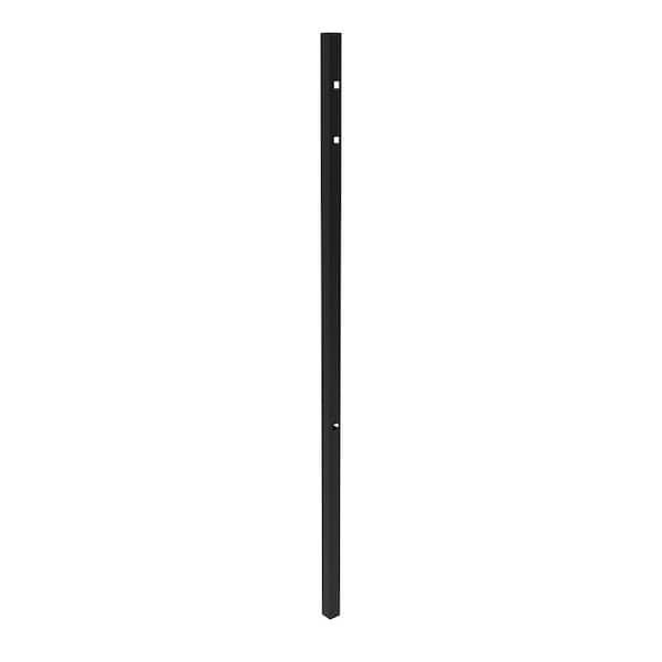 Athens 2-in x 2-in x 7-ft Gloss Black Aluminum Pressed Spear Fence Corner Post