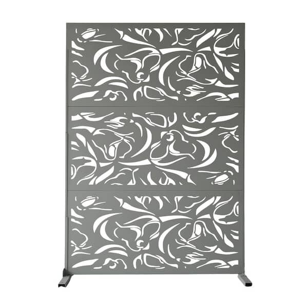 73 in. Grey Decorative and Privacy Aluminum Garden Fence