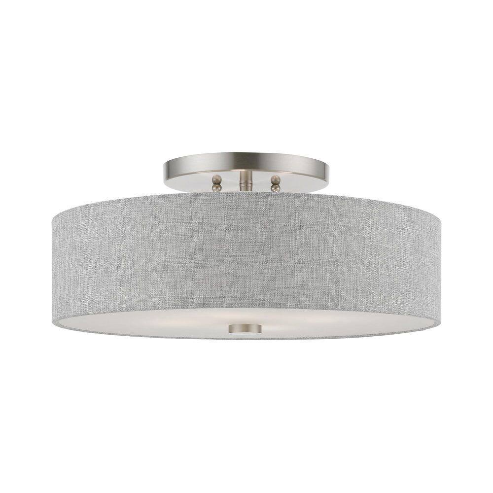 Dakota Brushed Nickel 4-Light Semi-Flush Mount with Urban Gray Shade