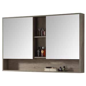 Shawbridge 45.28 in. W x 29.53 in. H Large Rectangular Gray Wooden Surface Mount Medicine Cabinet with Mirror