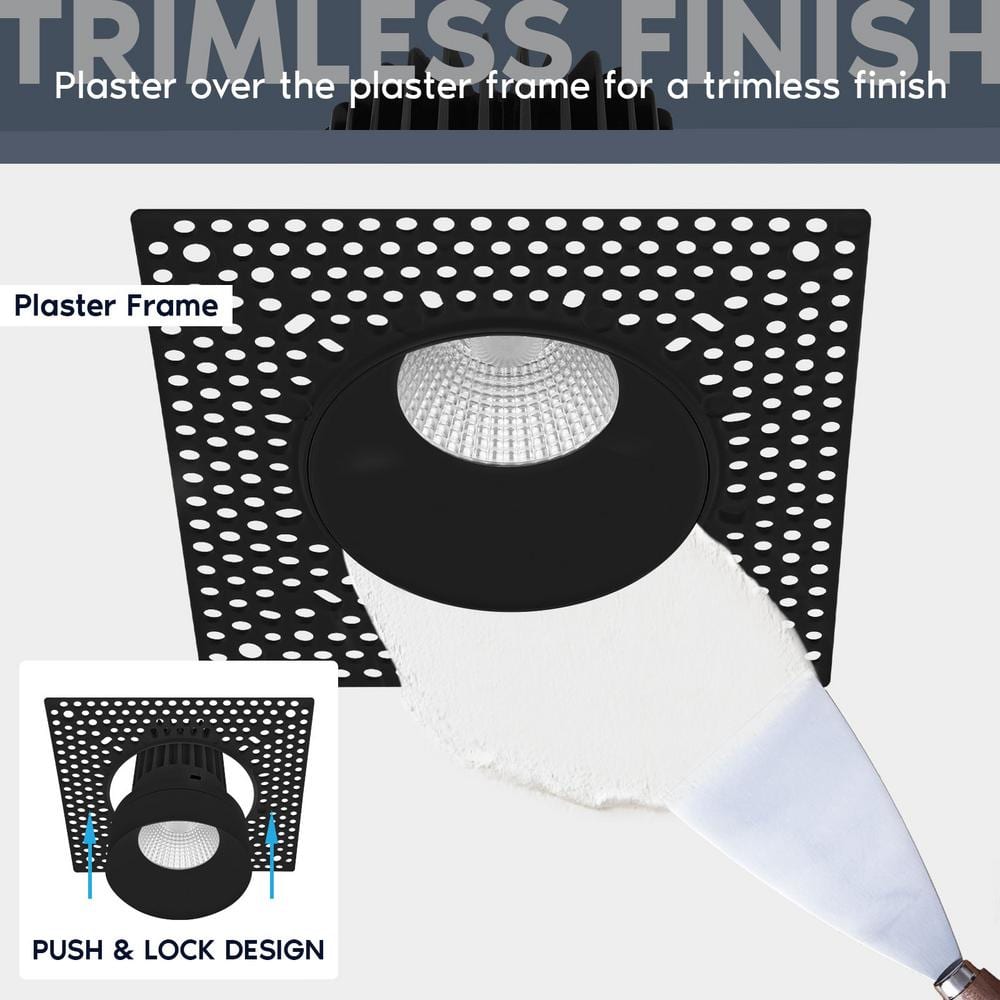 Black Aluminum 3'' Dimmable LED Recessed Lighting Kit