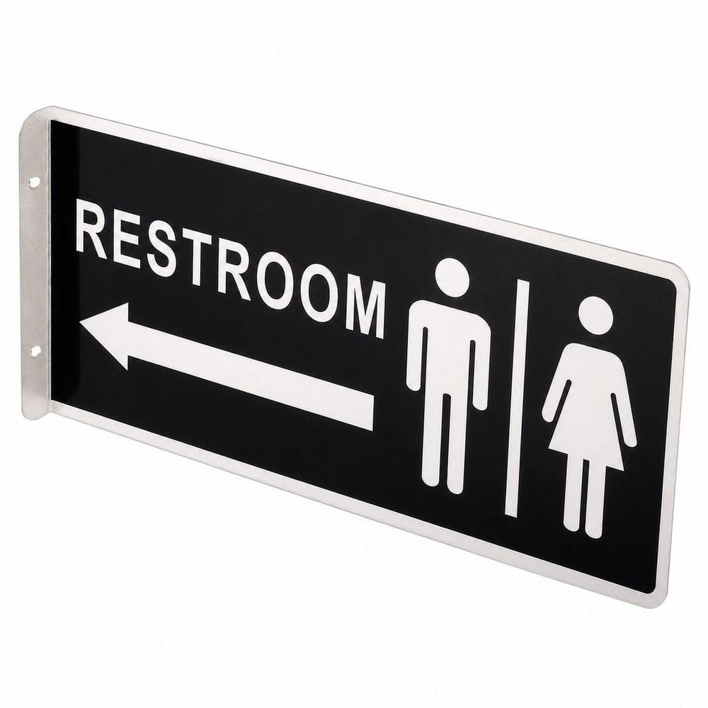 1-Pack Double Sided Aluminum Silver Black Restroom Sign Metal Bathroom Sign for Home Office Door Mount price history on PriceWatchPro